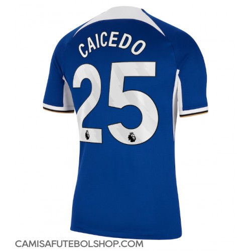 Camisa de time de futebol Chelsea Moises Caicedo #25 Replicas 1º Equipamento 2023-24 Manga Curta